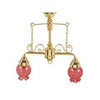 Houseworks, Ltd. Dollhouse Miniature Two Arm Chandelier with Rosy Shades