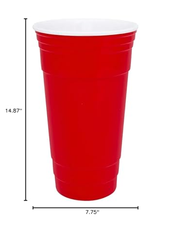 G.E.T. SC-32-R BPA-Free Reusable Plastic Red Party Cup Tumbler Only, 32 Ounce, Red (Set of 12)
