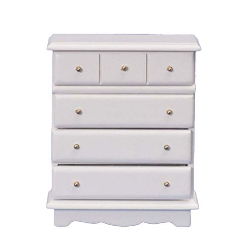Dollhouse White Chest of Drawers Miniature 1:12 Wooden Bedroom Furniture