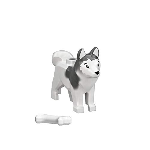 Lego Animal Minifigure Husky Arctic Sled Dog with Bone (Aprox. 1" inch Size)