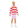 Barbie Fashionistas Ken Doll #241 with Blonde Hair Wearing Red and White Striped Polo Shirt with Pink Shorts, White Crew Socks and Sneakers