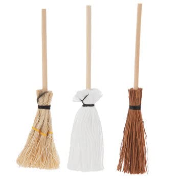 Dollhouse and Craft Miniatures - Mop and Brooms - 3 Count - Scale 1:12