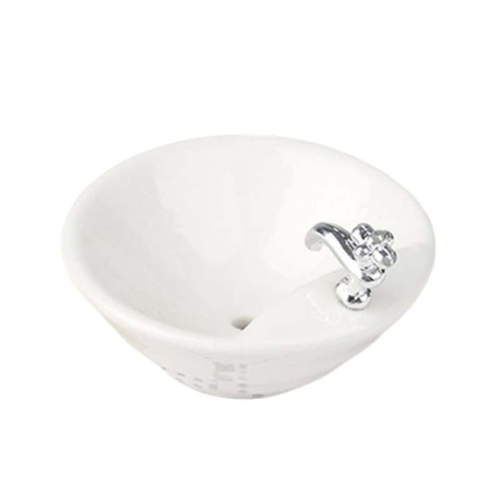 Dollhouse Bathroom Sink 1:12 Miniature Resin Ceramic Round Wash Basin Bathroom Sink Model for Dollhouse Supplies White