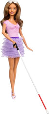 Barbie Fashionistas Doll #228, Blind Barbie Doll Wearing Pink Top and Ruffled Skirt with Cane and Sunglasses in Partnership with the American