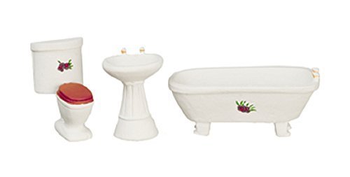 Melody Jane Dollhouse White Bathroom Suite Furniture Set 1:24 Half Inch Scale