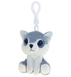 DolliBu Big Eye Wolf Plush Keychain with Clip - Cute Plush Wolf Stuffed Animal Backpack Charm for Girls, Boys, Kids, Animal Keychains for Backpacks