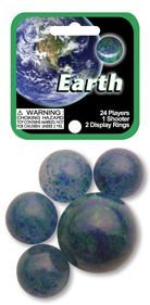 Mega Marbles - EARTH MARBLES NET (1 Shooter Marble & 24 Player Marbles)