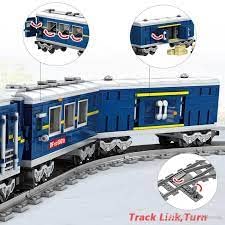General Jim’s Motorized Blue Diesel Cargo Train Set, LED Light Up Engine, Sliding Door Railcars, Complete City Track System, Cargo Truck and Loading