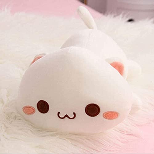 Cute Kitten Plush Toy Stuffed Animal Pet Kitty Soft Anime Cat Plush Pillow?Plush cat Doll Pillow Toys Children's (White)
