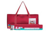 HNDTEK American Mahjong Set - Red Burgundy Soft Bag - 166 White Engraved Tiles, 4 All-in-One Rack/Pushers Western Mah Jongg Game Set