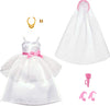 Barbie Clothes Set, Fashion & Accessories Pack for Barbie Dolls, Bridal Theme with Wedding Dress, Veil, Bouquet, Shoes & Jewelry