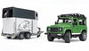 Bruder 02592 Land Rover Defender with Horse Trailer & Horse, 1:16 Scale