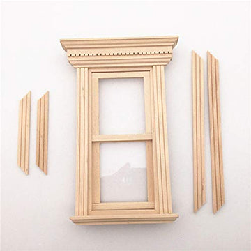 EatingBiting 1:12 Scale mini House Miniature Furniture Unpainted Wooden 2-Pane Sash Window Frames Frame Unpainted DIY Pretend Play Accessories