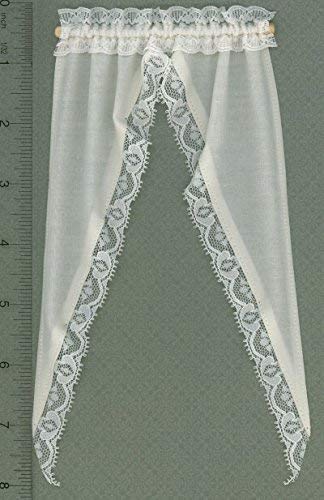 Dollhouse Miniature 1:12 Scale Tiffany Ruffle Curtains in Ecru by Barbara O'Brien