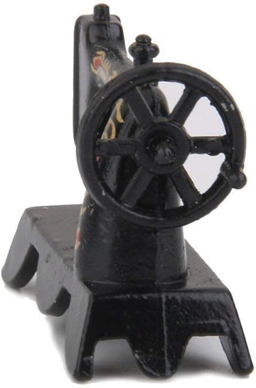 Black 1:12 Mini Lovely Alloy Sewing Machine Miniature Decoration Dollhouse Model Interior Decoration Accessories