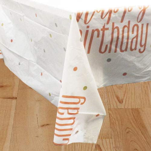 Unique Party 84894 Birthday Plastic Table Cover - 54" x 84" | Glittery Rosegold | 1 Pc, Happy, Rose Gold, 1 Count (Pack of 1)