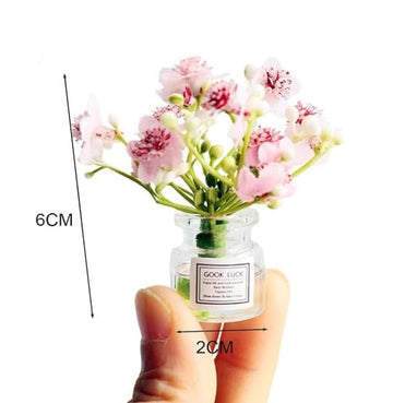 Miniature Flowers in Vase Set - 1:6 Scale Dollhouse Décor with Realistic Details, Tiny Floral Arrangements for Micro Landscape, Train Platform