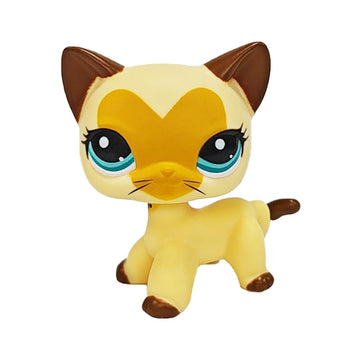 CFCLLBR #3573 Mini Pet Toys Brown Heart Face Short Hair Cat Animal Figure