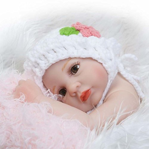 TERABITHIA 10inch Mini Cute Lifelike Silicone Vinyl Full Body Reborn Baby Dolls Washable for Girl