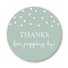40 Thanks for Popping By! Popcorn Favor Stickers (White on Mint)