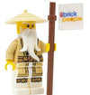LEGO Ninjago: Sensei Wu Minifigure with Tan Robes Battle Staff and Braided Ponytail