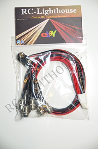 RC LED Lights for Truck, Car, Buggy - 2 White, 2 Amber and 2 red 5mm LED Lights - USA Made- Work with Most RC Vehicles