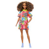 Barbie Fashionistas Doll #201, Athletic Body with Curly Brunette Hair, Graffiti-Print Dress & Accessories Including Boots & Chain Necklace