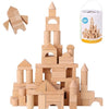 Pidoko Kids Wooden Blocks - 100 Pcs - Building Blocks for Toddlers - Includes Storage Container with Shape Sorter Lid - Natural Beech Wood Blocks