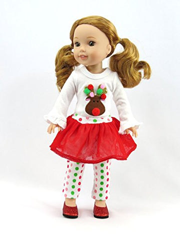 American Fashion World Reindeer Christmas Tutu for 14-Inch Dolls | Premium Quality & Trendy Design | Dolls Clothes for Popular Brands