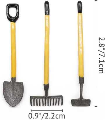 6Pcs 1/12 Miniature Shovel Rake and Hoe Farm Tools Dollhouse Decoration Accessories Yard Supplies Scene Model Set Decor Accessories, Dollhouse