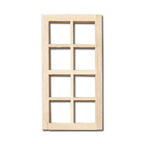 Dollhouse Miniature 1/2" Scale Standard 8-Light Window