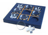 Modern Tic Tac Toe for Home Decoration with Blue Leather and Acrylic Pieces Decorative Table Top Housewarming Gift