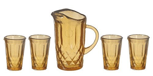 Melody Jane Dollhouse Dark Amber Jug & Glasses Set Chrysnbon Miniature 1:12