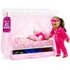 Emily Rose 18" Doll Princess Canopy Bed - White Wood with Pink Curtains