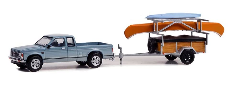 Greenlight 32250-C Hitch & Tow Series 25-1988 GMC S-15 Sierra with Canoe Trailer and Rack, Canoe and Kayak 1/64 Scale