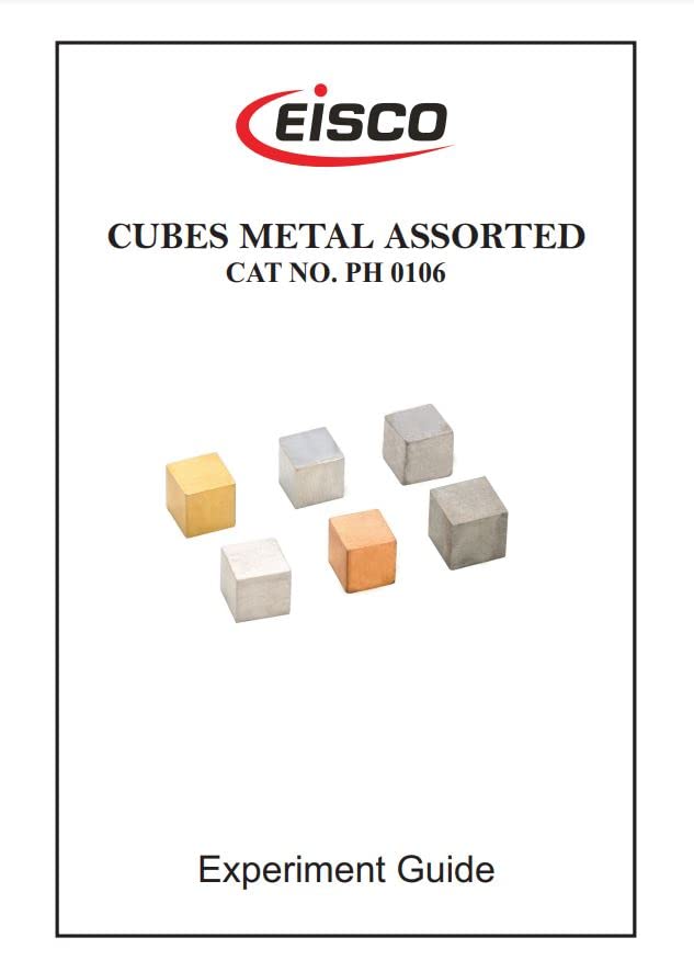 EISCO Density Cubes Set - Includes 6 Metals - Brass, Lead, Iron, Copper, Aluminum, Zinc - 0.4" (10mm) Sides - for use with Density, Specific Gravity