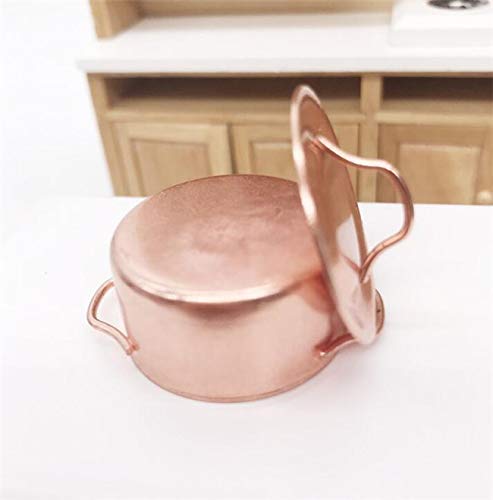 EatingBiting Mini Soup Pot 1/12 Dollhouse Miniature Kitchen Copper Pots 1:12 Miniature Furniture Kitchen Room Soup Pot Cooking Landscape Miniature