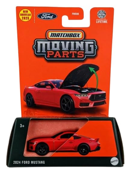 Matchbox Moving Parts, 2024 Ford Mustang, Red, 1:64 Scale Diecast