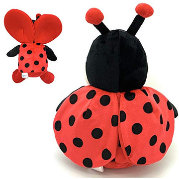Garden Buzz Cuties Ladybug Stuffed Animal Plush Ladybird Beetle Soft Insect Cuddly Lady Bug Toy with Red Wings and Black Bow, Bee Friend, Present
