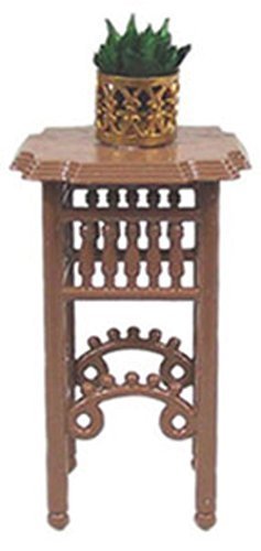 Melody Jane Dollhouse Brown Plant Stand with Plant in Pot Miniature Furniture