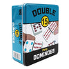 Front Porch Classics, Double 15 Color Dot Dominoes Set On-the-Go Travel Storage Tin, 2 to 12 Players Ages 8 to 99