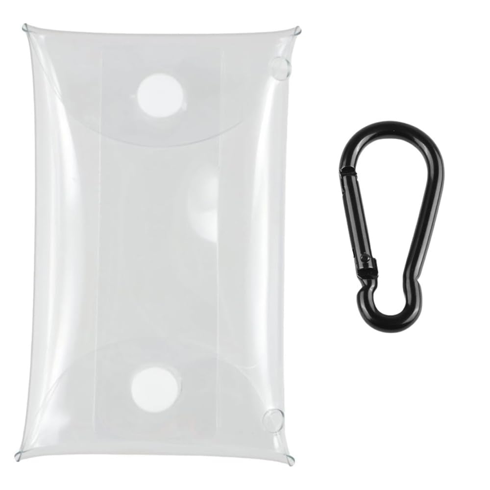 DraCra 2 Pack Figure Display Bag Pocket Pouch Clear Case Coin Purse Credit Card Holder Minimalist Wallet with 2 Side Snap Hook for Trinkets