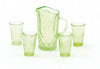 Dollhouse Miniature Chrysnbon Green Pitcher with 4 Tumblers Kit