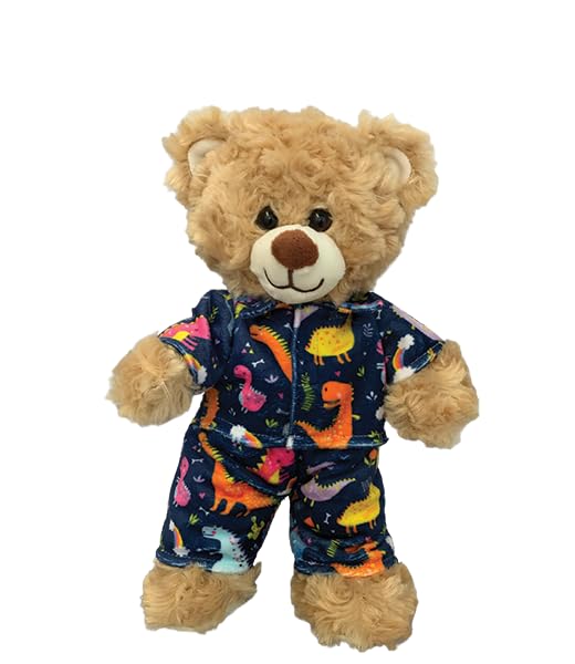 Diggin' Dinos Pajamas for 6-10 inch Stuffed Animals - Plush Toy Dino PJ Outfit for Teddy Bears, Soft Dinosaur Themed Sleepwear Clothes, Adorable Dress