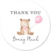 2-Inch Round Cute Bear with Pink Balloon Thank You Beary Much Favor Stickers - Set of 40