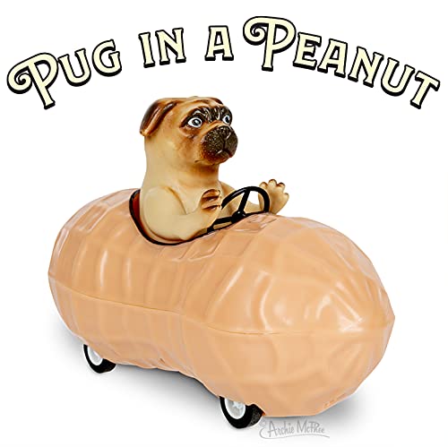 Archie McPhee Pug in a Peanut Pull Back Toy Car