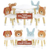 Emily Rose 18 Inch Doll Furniture Kitchen Table & 4 Animal Chairs Set - Rabbit Bear Puppy Kitten Theme, Easy Assembly Wooden 18" Doll Dining Set from