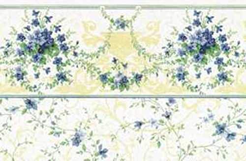 Melody Jane Dollhouse Sonata Blue Miniature Print Wallpaper 1:12 Scale 3 Sheets