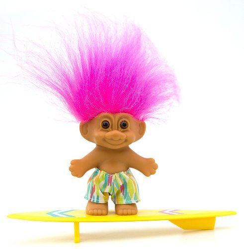 Russ Berrie My Lucky 4" Surfer Troll Doll - Hot Pink Hair