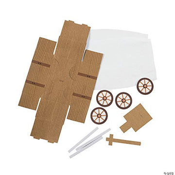 Fun Express 3D Western Covered Wagon Craft Kit Makes 12 - Cowboy Party Favors for Kids Birthday & Rodeo Themed Celebrations | VBS Vacation Bible